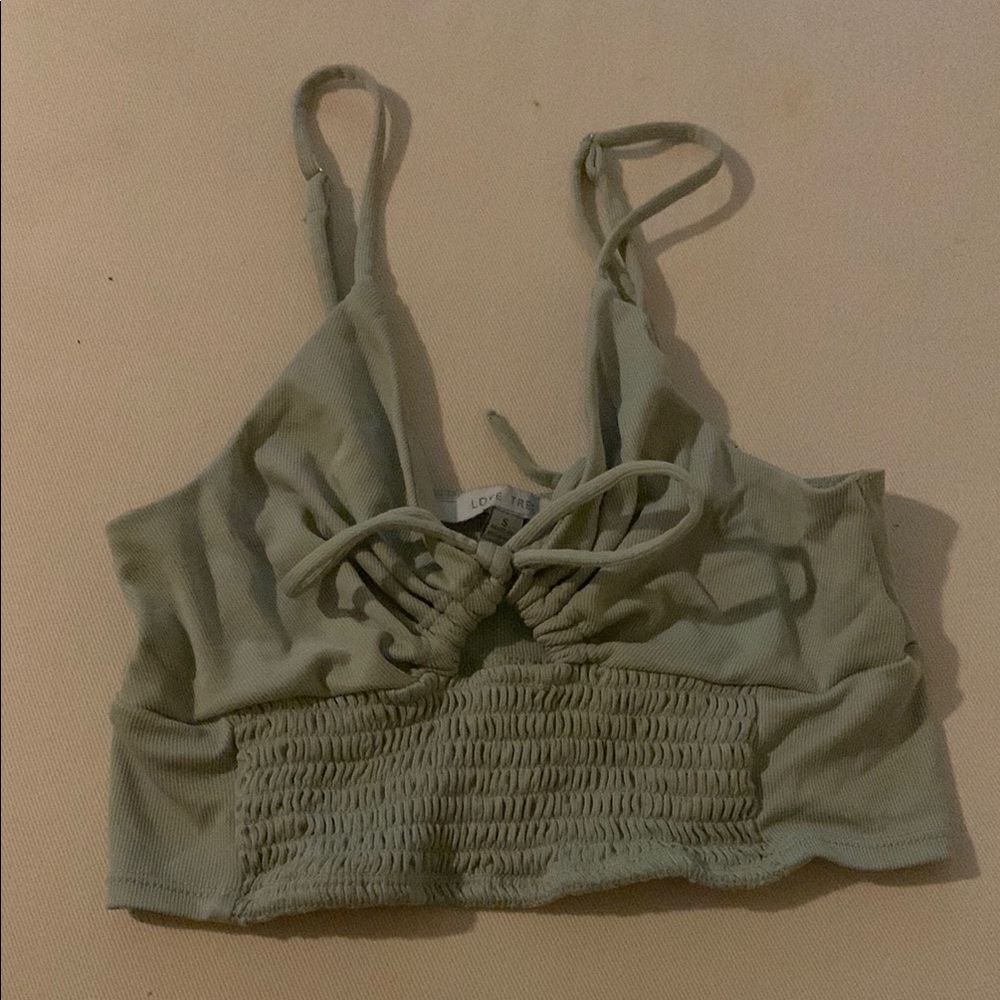 Love Tree Light Olive Crop Top